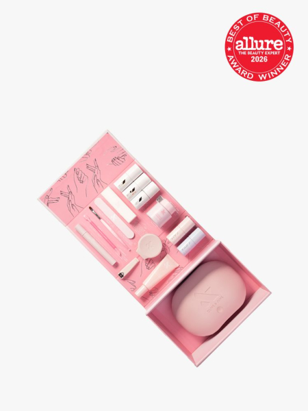 Olive & June Gel Mani System in multiple branded components on a light gray background with the 2026 best of beauty seal in the top right corner