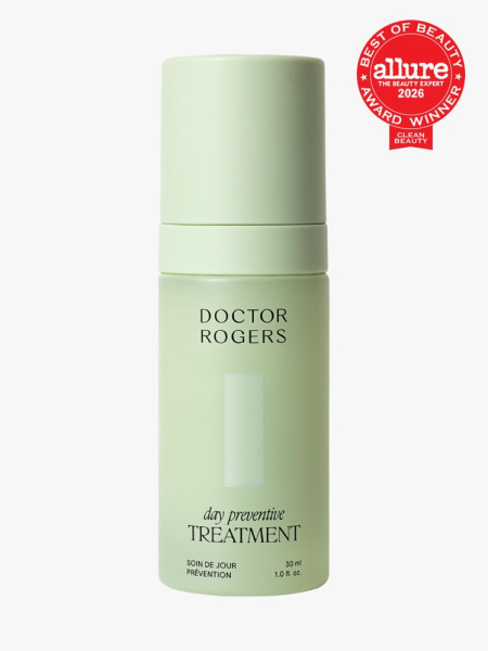Doctor Rogers Day Preventive Treatment in branded component on a light gray background with the 2026 best of beauty clean beauty seal in the top right corner