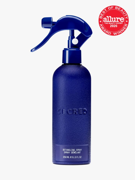 Cécred Detangling Spray in branded spray component on a light gray background with the 2026 best of beauty seal in the top right corner