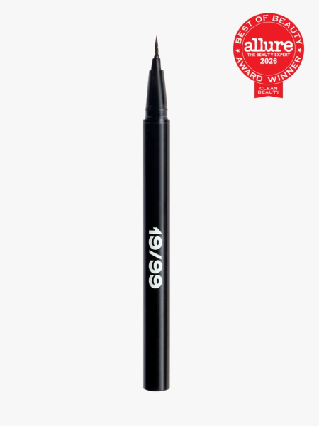 19/99 Liquid Pen Eyeliner in branded pen component on a light gray background with the 2026 best of beauty clean beauty seal in the top right corner